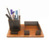 Wooden Desk Organizer for Office Supplies in Brown
