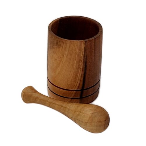 Wooden Mortar & Pestle Set Herb & Spice Grinder Made of Walnut