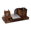 Wooden Office Desk Organizer Accessory with Geometric Design