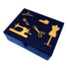 Wooden Sewing Supplies Box in Navy Blue - Perfect for Crafting, Repairing & Tailoring at Home