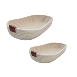 Woven Basket – Embroidered Braid – Oval Design for Bread and Vegetables (2 Pieces)