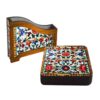 Floral Tile Coasters 6-Pack – Intricate Persian Design, Square Wooden