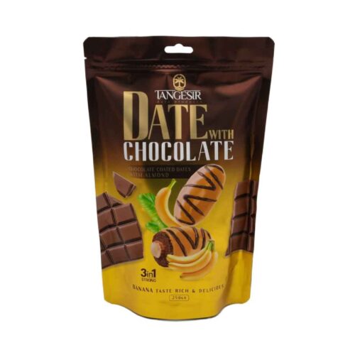 Banana Chocolate-Covered Dates – Almond Filling, Fruity Banana Flavor and Rich Chocolate Coating 250g × 6
