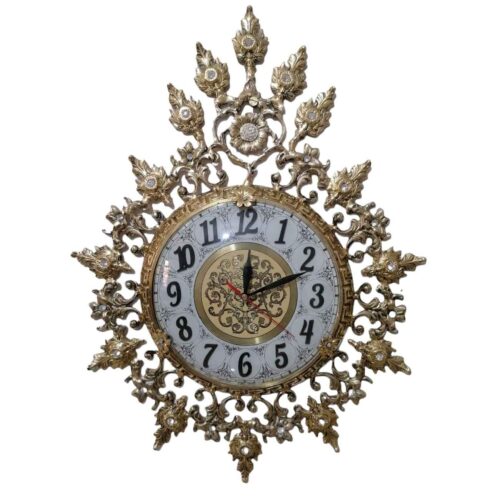 Artistic Brass Wall Clock with Sophisticated Floral Design – Decorative Accent for Classic Interiors