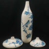 Set of Three Persian Ceramic Bud Vases, Adorned with a Classic Bird and Flower Design for Versatile Home Decor