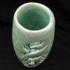Persian Ceramic Vase in a Modern Cylindrical Shape, Adorned with Elegant Calligraphy in a Beautiful Shade of Green