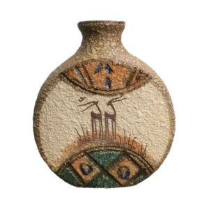 Persian Ceramic Single Stem Vase, Showcasing an Elegant Gazelle Design in a Warm Brown Tone for a Natural Look