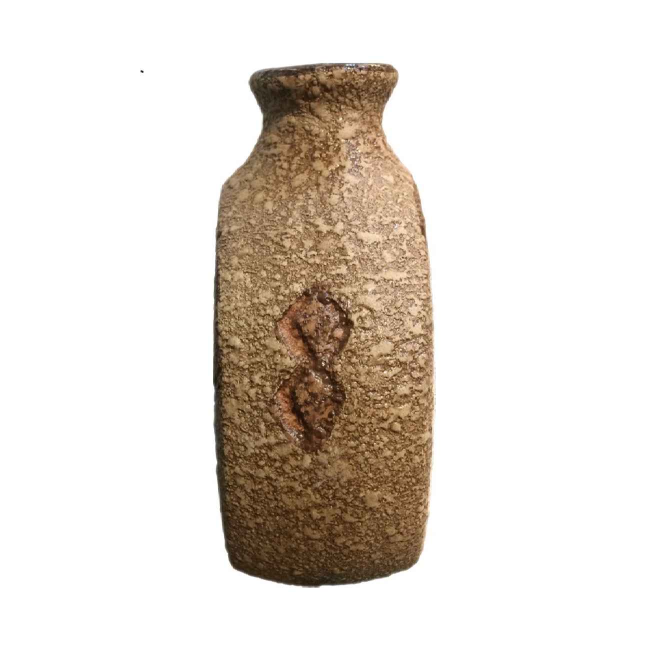 Persian Ceramic Single Stem Vase, Showcasing an Elegant Gazelle Design in a Warm Brown Tone for a Natural Look