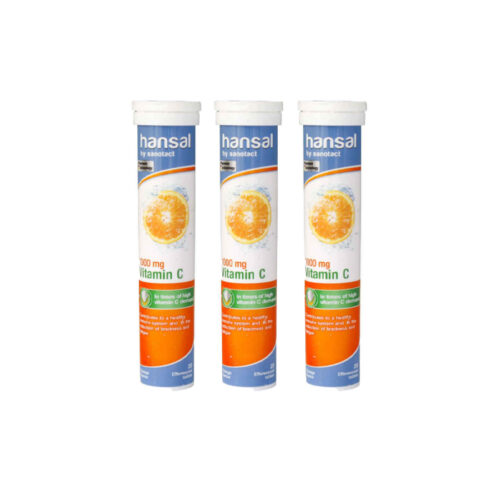 Effervescent Vitamin C Tablet with Orange Flavor - Pack of 3 & 60 Tablet (300 gr)