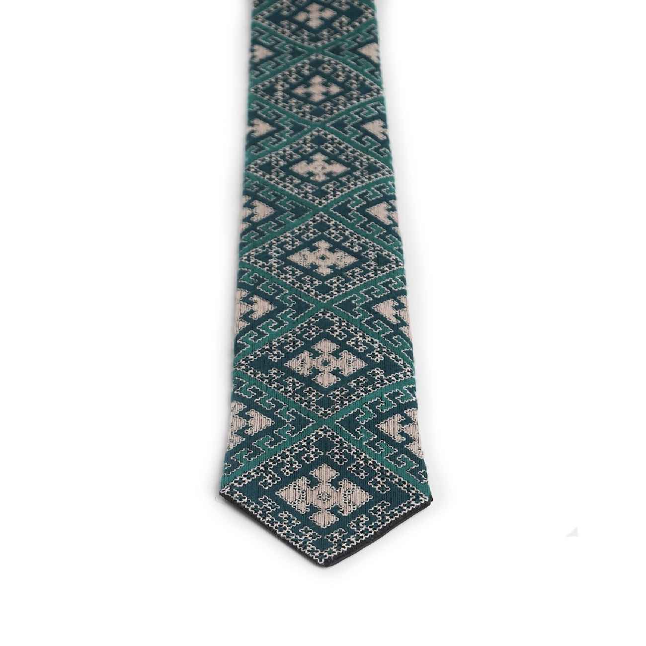 Embroidered Men’s Necktie – Persian Inspired Handcrafted Detail in Green