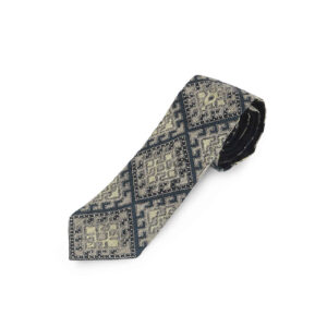 Embroidered Men’s Necktie – Persian Inspired Handcrafted Detail in Light Gray