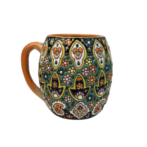 Enamelled Pottery Mug - Handcrafted Minakari with a Jar-Shaped Design