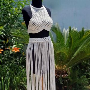 Handcrafted Bohemian Macrame Dress – Ideal for Casual Wear, Vacations & Elegant Event