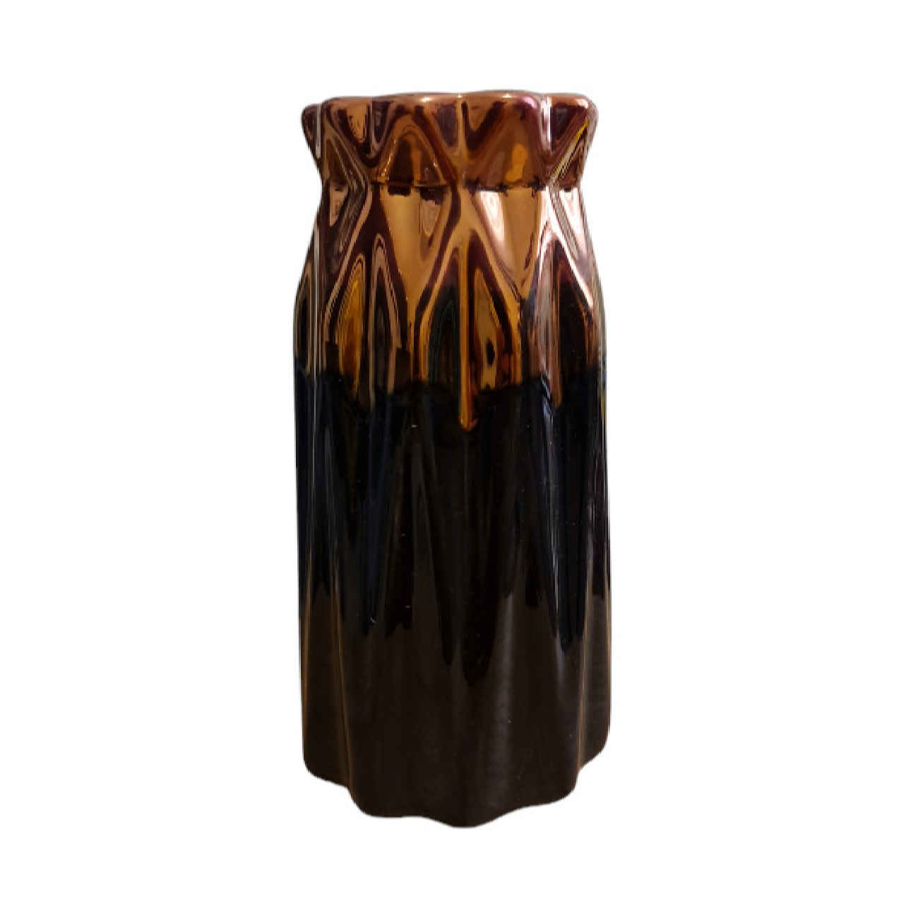 Handcrafted Persian Pottery Vase with a Sleek Cylindrical Shape and a Modern Drip Glaze Finish