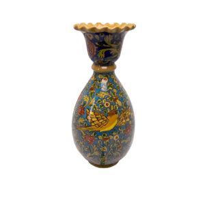 Handcrafted Persian Pottery Vase with a Classic Jar Shape, Adorned with a Beautiful Bird and Flower Motif