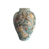 Handcrafted Persian Pottery Vase Featuring an Embossed Floral and Bird Design, Perfect for Traditional Decor Enthusiasts