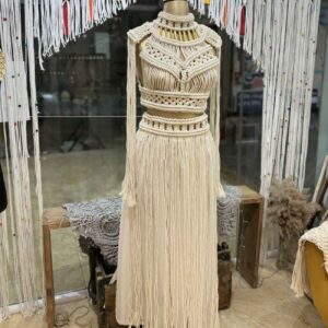 Handcrafted Macrame Dress – Crop Top and Skirt Perfect for Beachside Walk