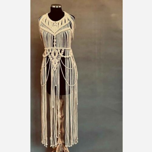 Women's Handcrafted Macrame Dress for Boho Beach Days, Summer Festivals and Vacation Style