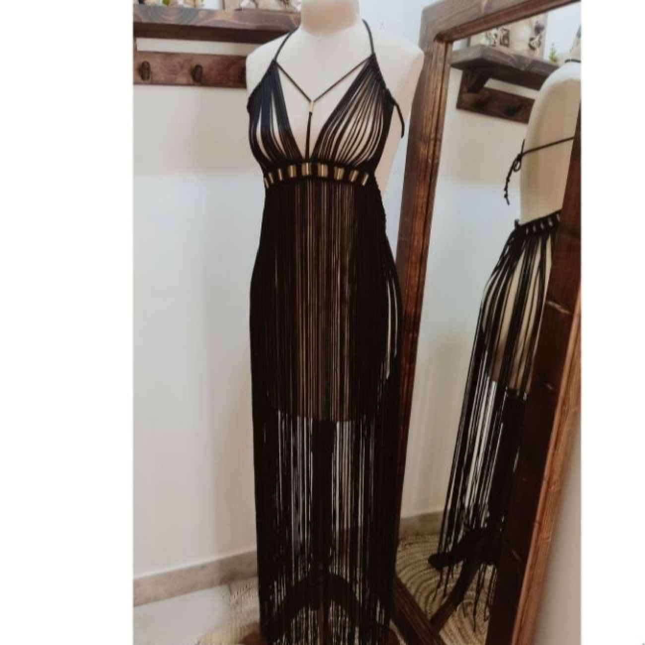 Handcrafted Macrame Dress – Perfect for Beachside Walk in Black