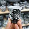 Handcrafted Stone Coffee Cup for Coffee Lover with Leaf & Flower Design (2-Piece)