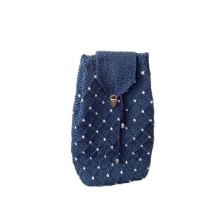 Handmade Crochet Casual Backpack – Stylish & Durable in Navy Blue