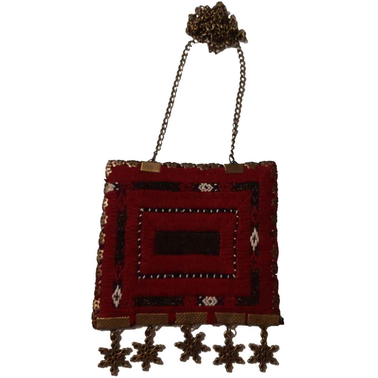 Handmade Embroidered Necklace – Red Vintage Cultural Pendant
