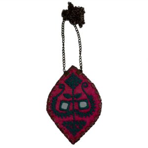 Handmade Embroidered Necklace – Red & Black Geometric Motifs