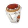 Men's Silver Ring - Yemeni Agate with Red Gemstone