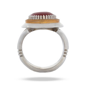 Men’s Silver Ring – Yemeni Agate with Red Gemstone