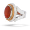 Men's Silver Ring - Yemeni Agate with Red Gemstone
