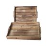 Set of 2 Handmade Rustic Wooden Serving Trays - Decorative Handles
