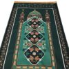 Islamic Velvet Prayer Rug – Padded Janamaz with Madinah Design for Comfortable Prayers