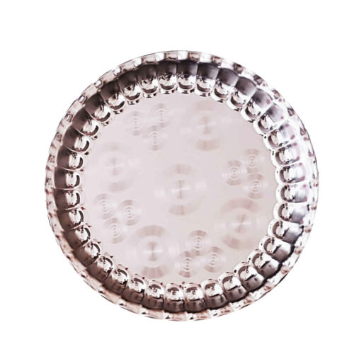 2-Piece Casual Round Stainless Steel Serving Tray Set - Practical Silver Tray