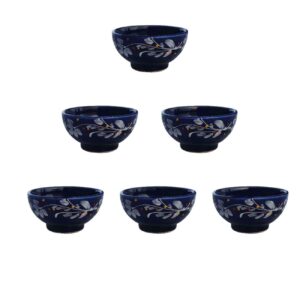 Artistic Pottery Bowl – For Serving Yogurt, Soup, Ash, Noodles, Ice Cream | Blue (Set of 6)