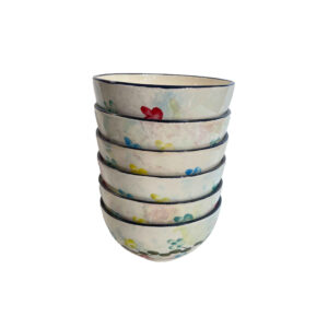 Artistic Pottery Bowl – For Serving Yogurt, Soup, Ash, Noodles, Ice Cream | White (Set of 6)