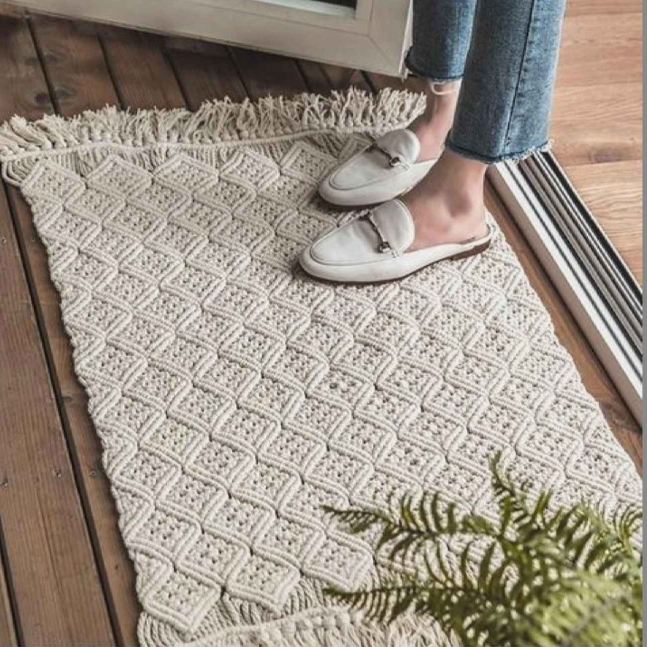 Persian Boho Macrame Floor Rug – Perfect for Living Room or Bedroom