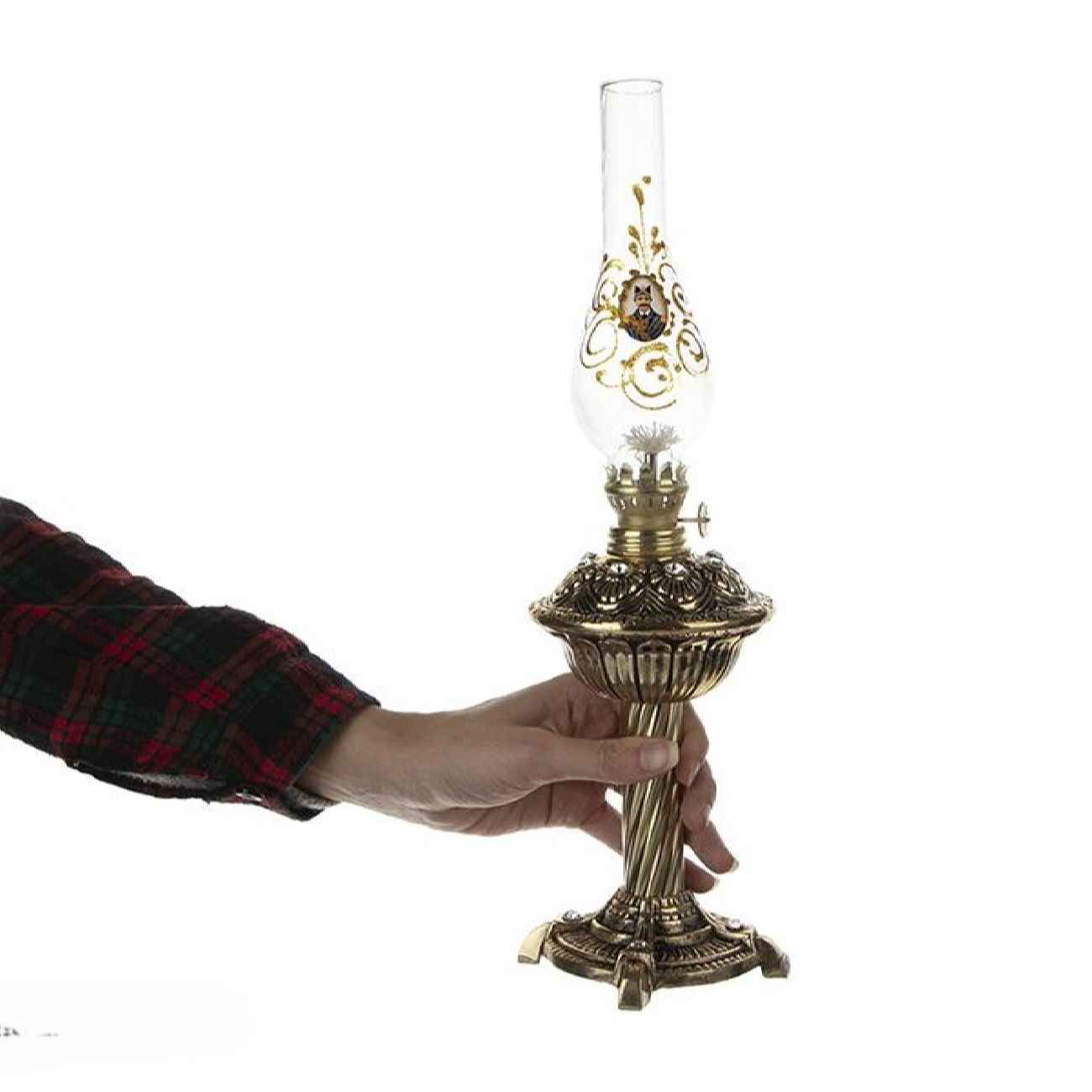 Persian Brass Kerosene Oil Lamp with Qajar Design Suitable for Home Decor