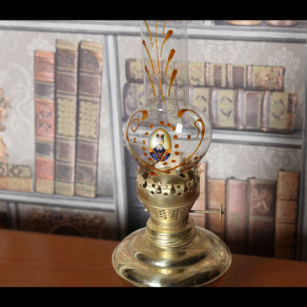 Persian Brass Kerosene Oil Lamp with Shah Abbasi Design for Your Home Decor