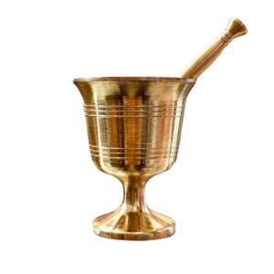 Persian Brass Mortar & Pestle with Stand, Saffron Grinder Model
