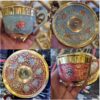 Persian Brass Teacup & Saucer Set with Minakari Design (x6)