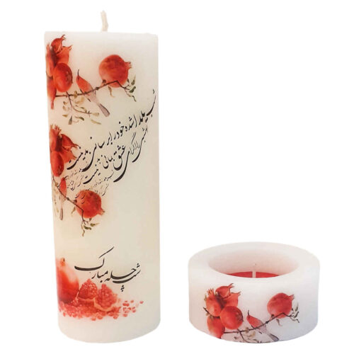 Persian Pomegranate Cylindrical Pillar Candles – Yalda Night Decorative Set (4-Pack)