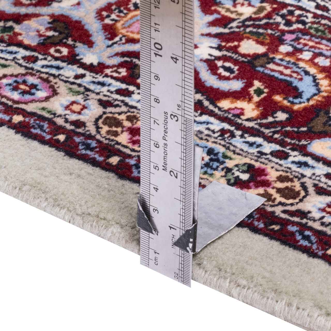 Hand-Knotted Persian Birjand Riz Mahi Rug (Mahi Medallion) – Red Silk & Wool