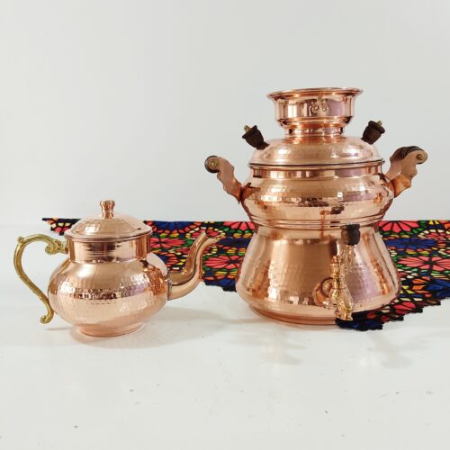 Persian Copper Stovetop Samovar Tea Maker with Teapot Model Abeeha