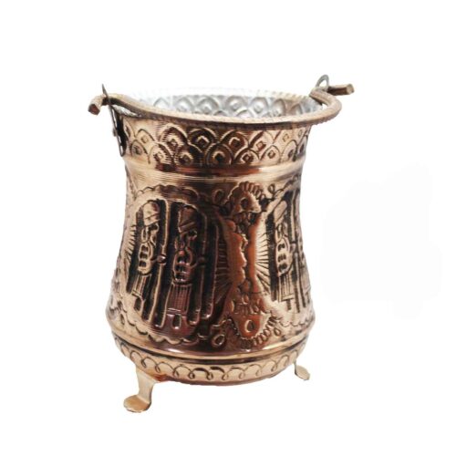 Persian Engraved Copper Waste Basket with Embossed Achaemenid Design