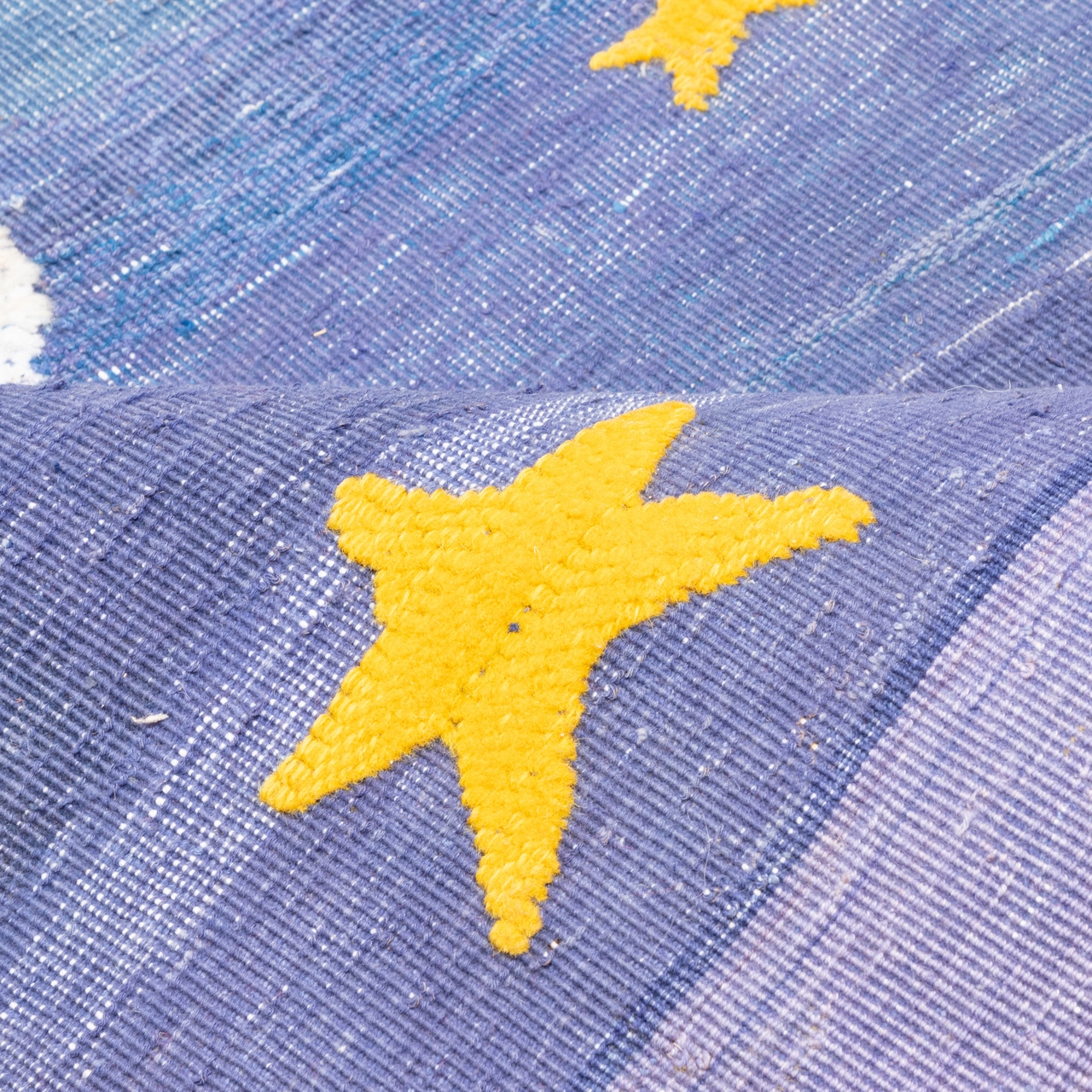 Handwoven Persian Pictorial Gabbeh Rug – Night Sky Design – Blue Wool Blend