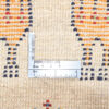 Handwoven Persian Pictorial Gabbeh Rug with Cat Motifs in Cream - Wool