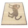 Genuine Handwoven Persian Lion Motif Gabbeh Rug - Cream Wool Blend