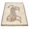 Genuine Handwoven Persian Lion Motif Gabbeh Rug - Cream Wool Blend