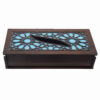 Wooden Tissue Box Cover with Geometric Design in Brown