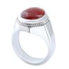 Persian Handmade Men's Silver Ring with Yemeni in Red Agate Stone